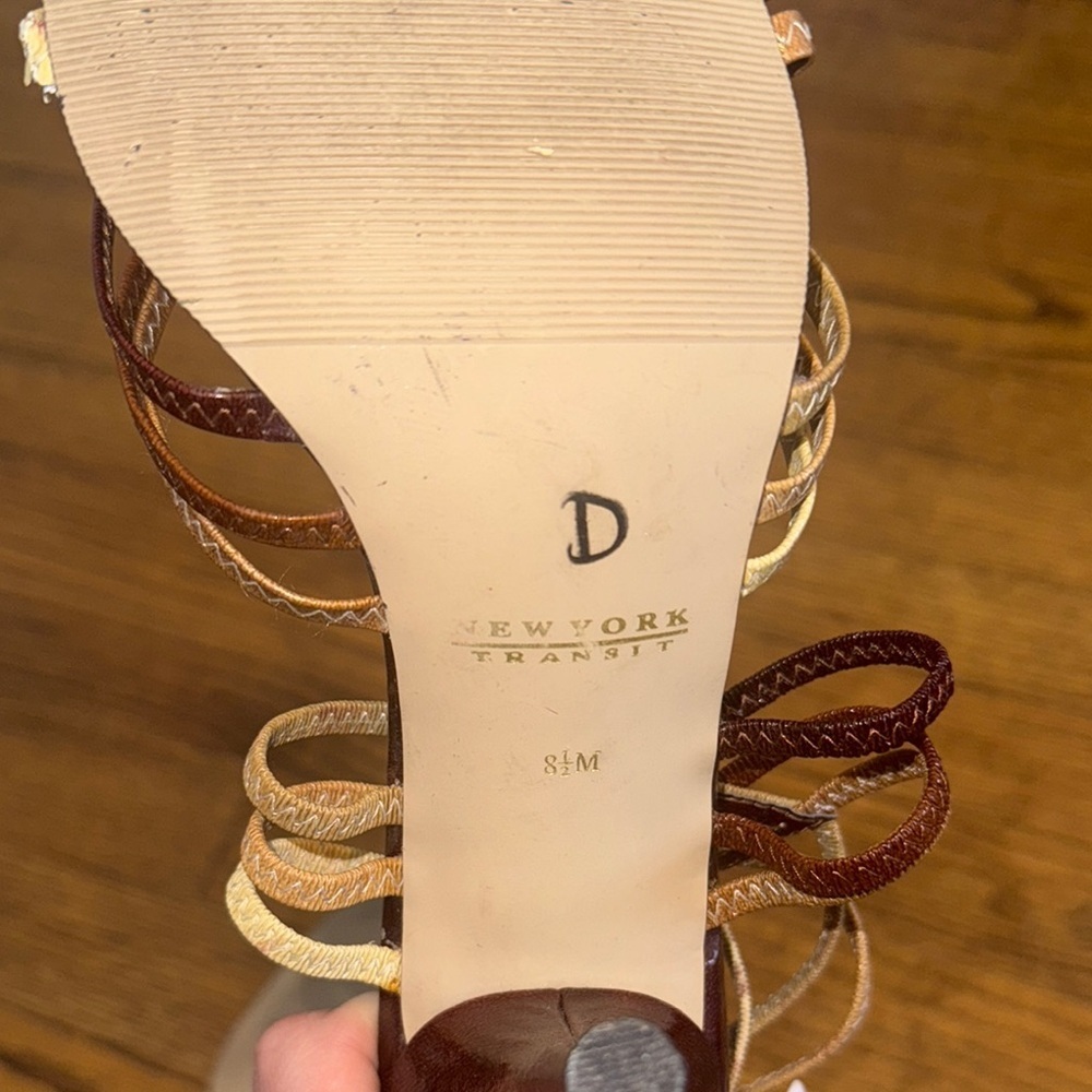 New York Transit Brown and Tan Strappy Heels Size 8.5 - Picture 7 of 7